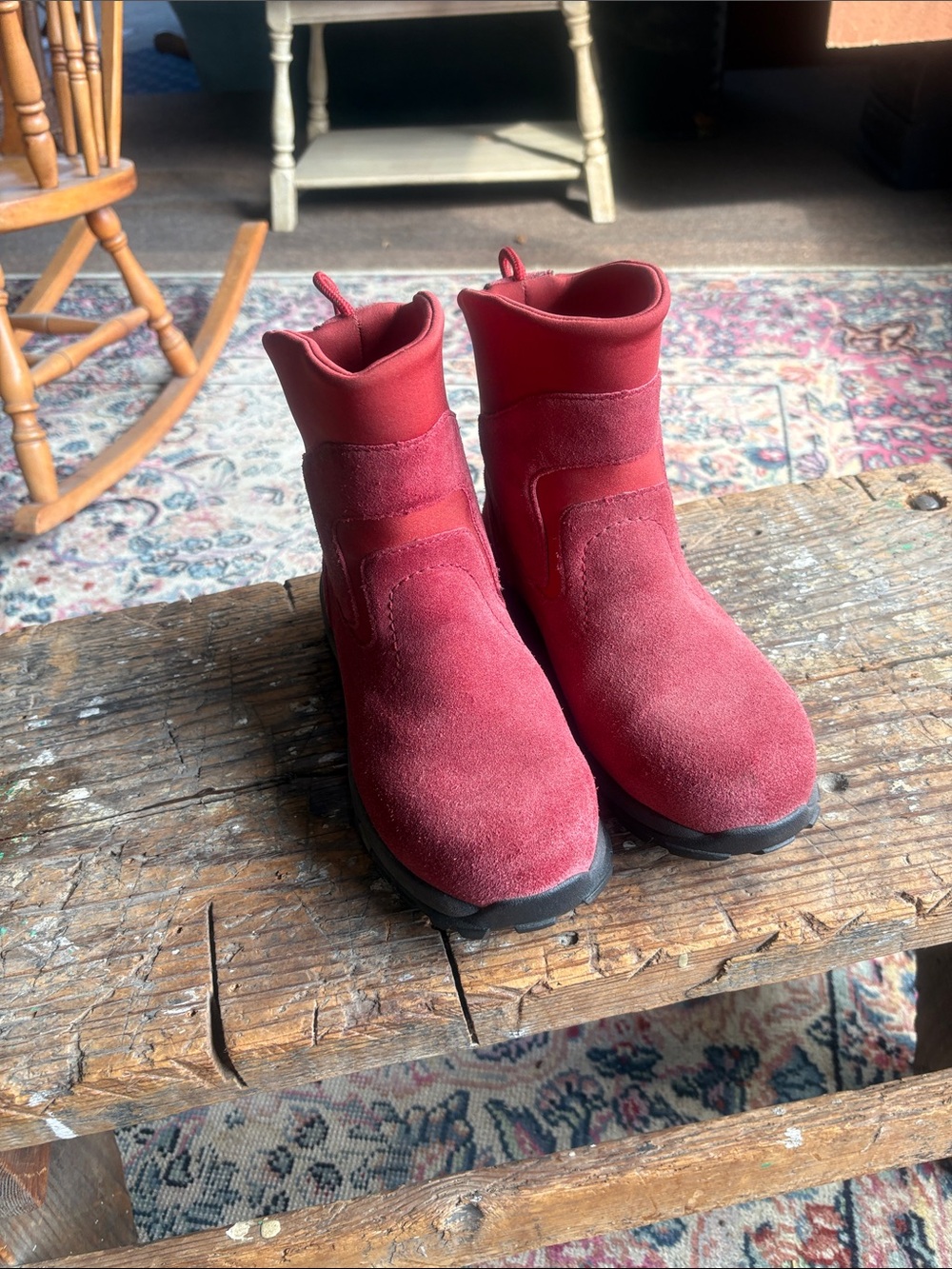 L.L. Bean Red Suede Winter Rain Boots